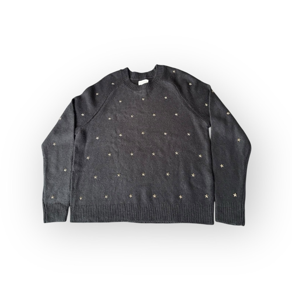 Lucky Brand Black Star Knit Sweater M – Minimalist Gold Star Pullover